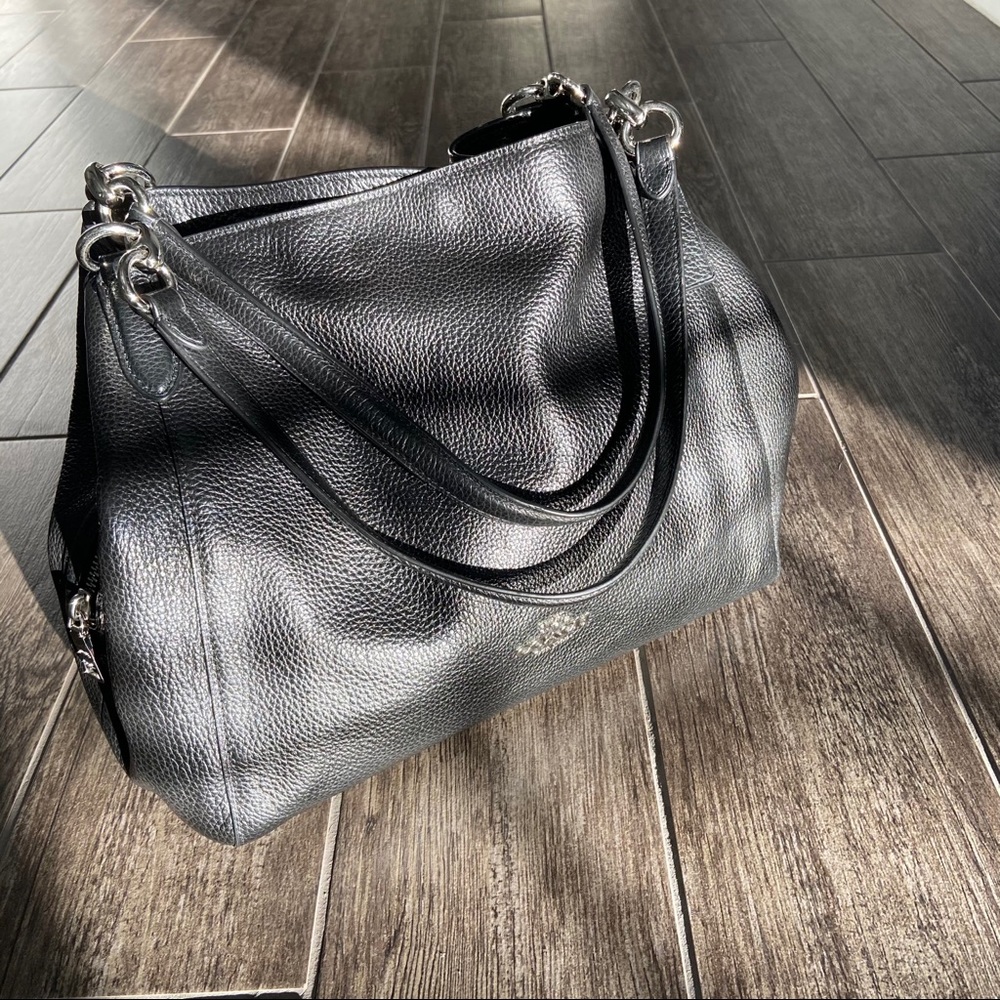 Coach Black Hallie shoulder purse